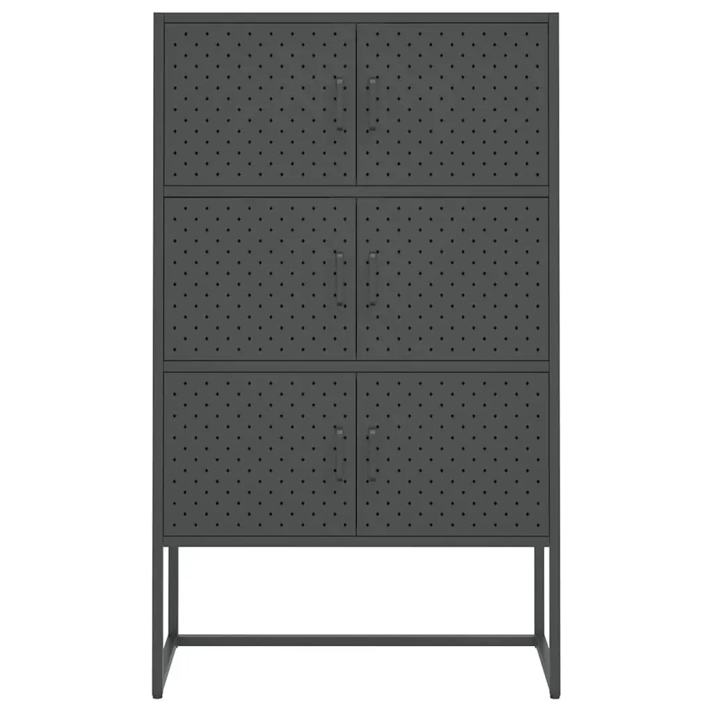 Highboard Storage Cabinet Anthracite 6 Door Steel Construction Home Furniture