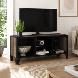 Concise Grey TV Cabinet with Industrial Design
