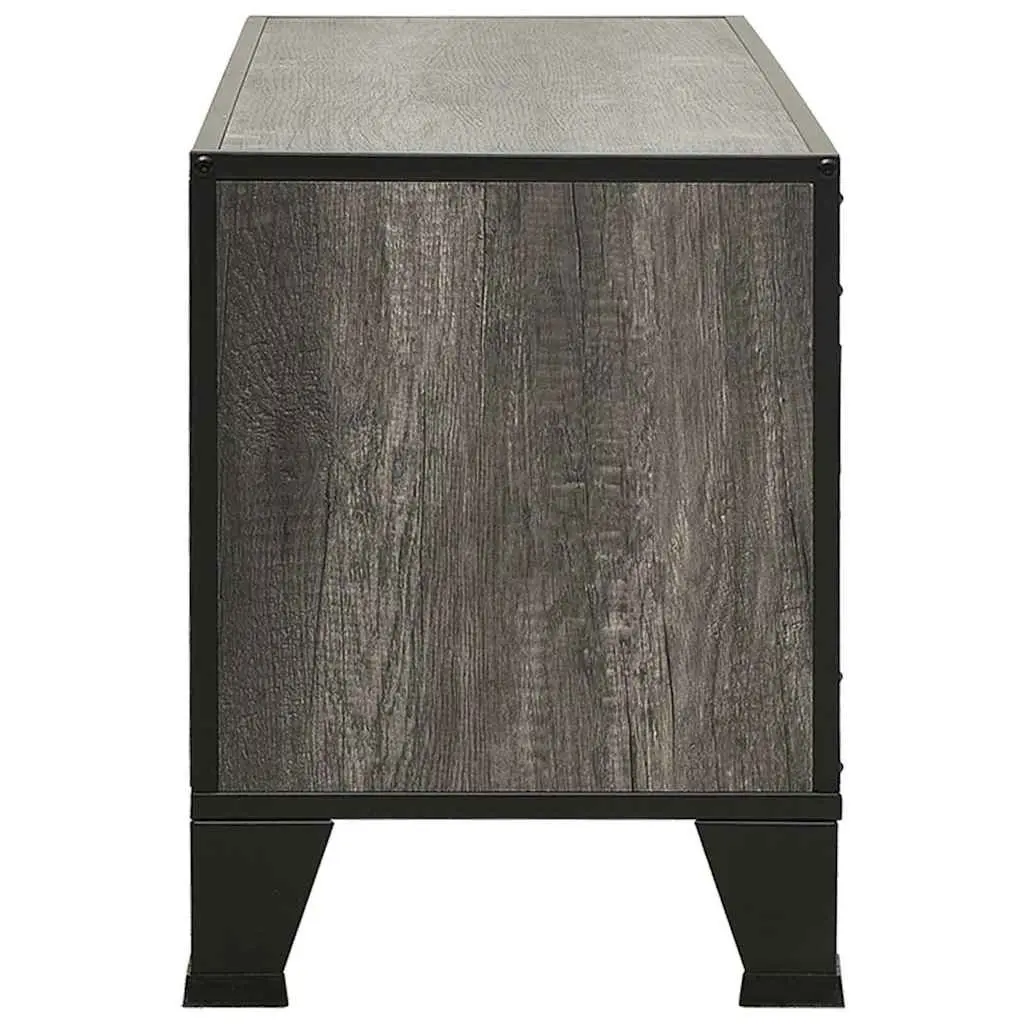 TV Cabinet Grey Storage Unit with Mesh Doors Shelf Industrial Design Living Room