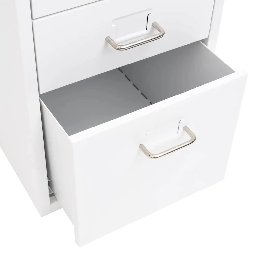 5 Drawer Mobile Filing Cabinet Metal White Office Storage Organizer with Wheels