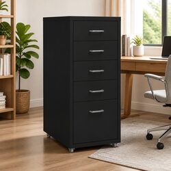 Compact 5 Drawer Filing Cabinet with Easy Mobility