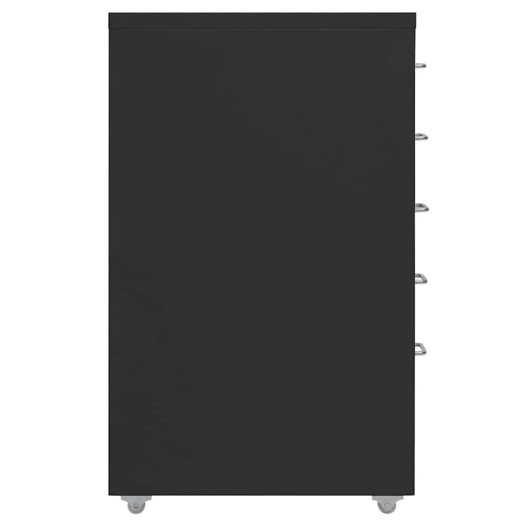 Filing Cabinet Black Metal 5 Drawer Office Organizer with Wheels