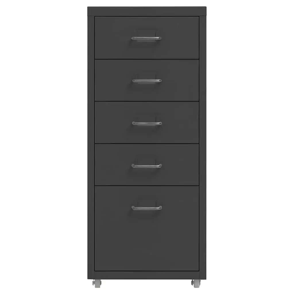 5 Drawer Mobile Metal Filing Cabinet Anthracite Colour Office Storage on Wheels