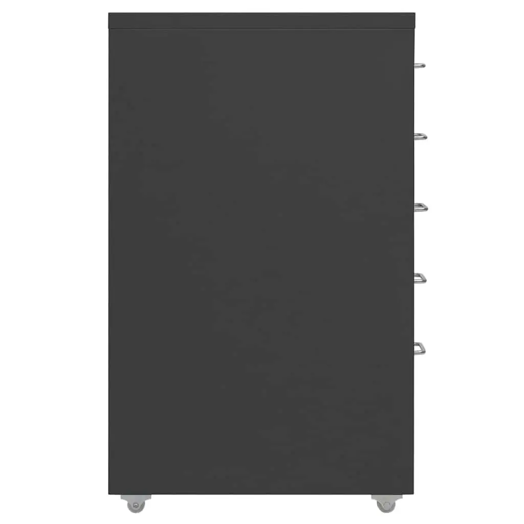 5 Drawer Mobile Metal Filing Cabinet Anthracite Colour Office Storage on Wheels