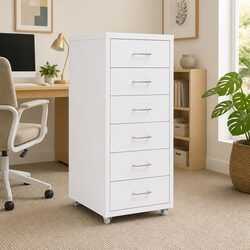 Mobile Filing Cabinet with 6 Drawers and Wheels