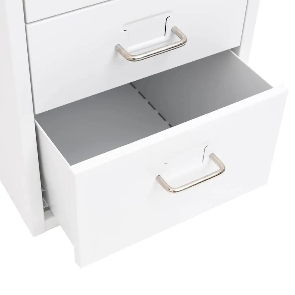 Mobile Filing Cabinet White 6 Drawer Metal Organizer with Wheels