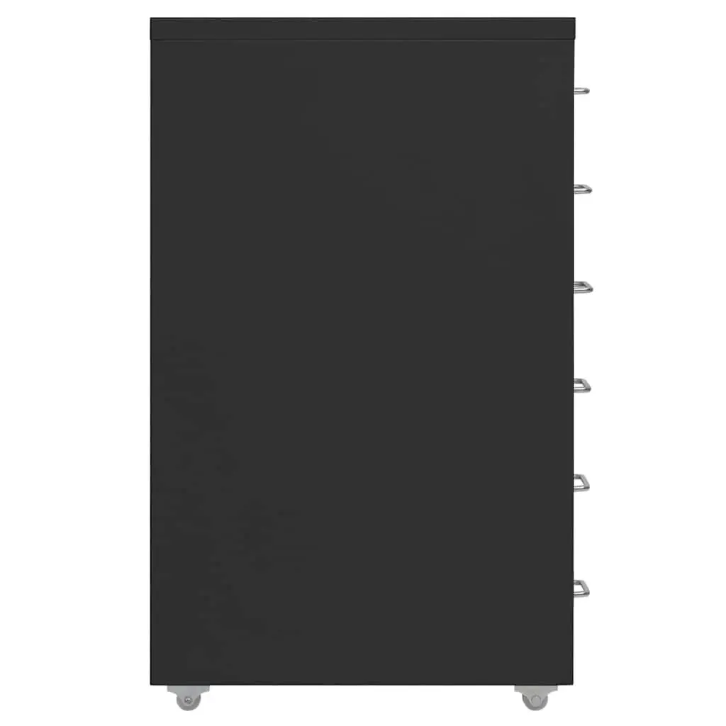 Metal Mobile Filing Cabinet Black 6 Drawer Compact Office Organizer with Wheels