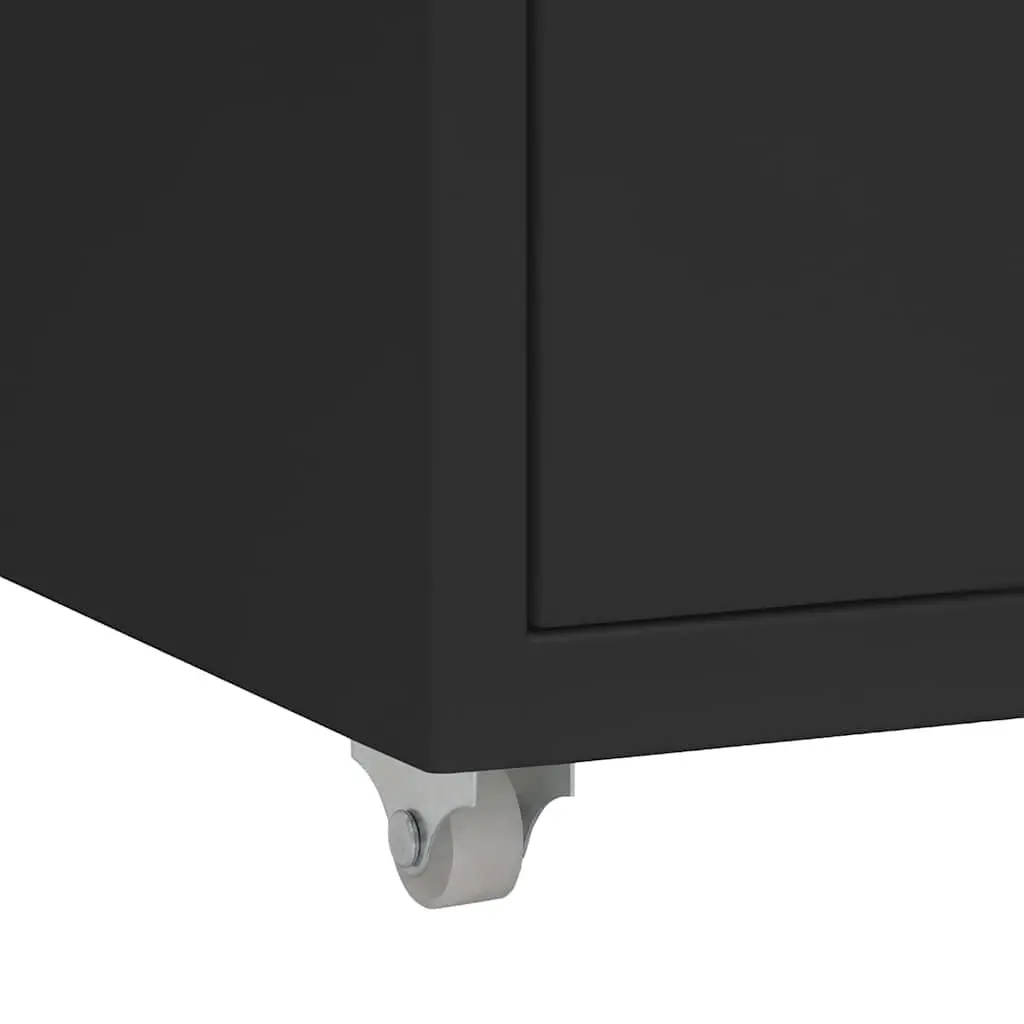 Metal Mobile Filing Cabinet Black 6 Drawer Compact Office Organizer with Wheels
