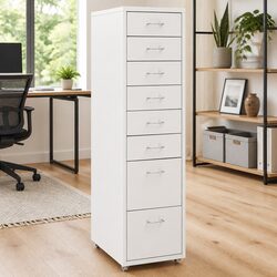 8 Drawer Grey Mobile Filing Cabinet