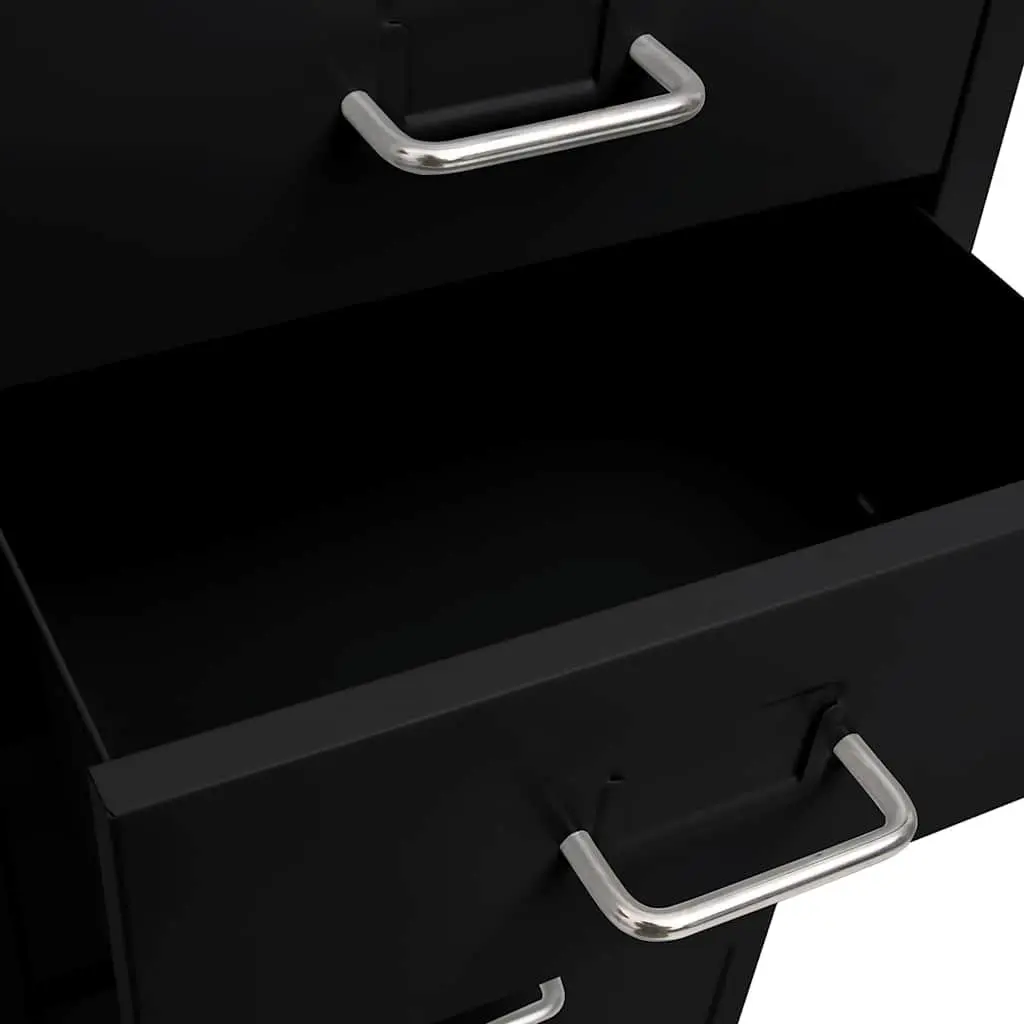 Mobile File Cabinet Black 28x41x109cm 8 Drawer Metal Office Storage with Wheels
