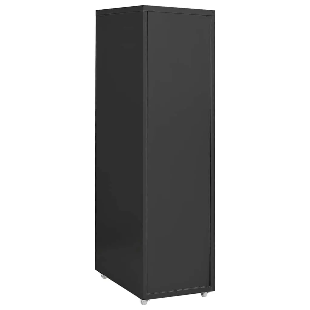 Metal Mobile Filing Cabinet Anthracite 8 Drawer with Wheels for Office Storage