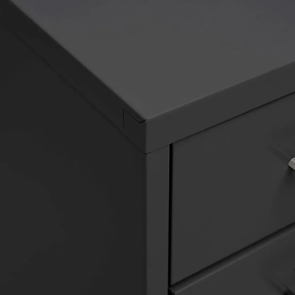 Metal Mobile Filing Cabinet Anthracite 8 Drawer with Wheels for Office Storage