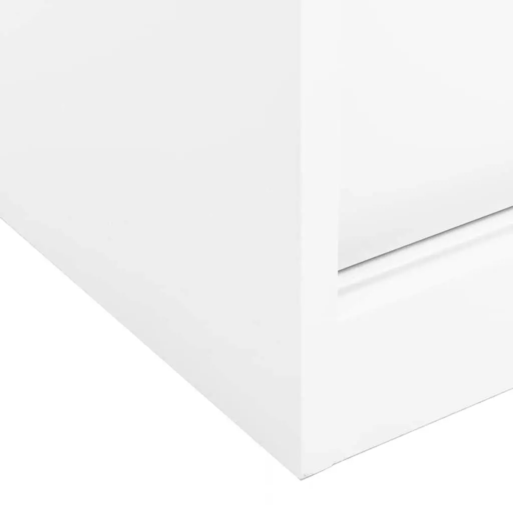 Office Storage Cabinet White Steel 90x40x90cm Sliding Door Lockable Shelves