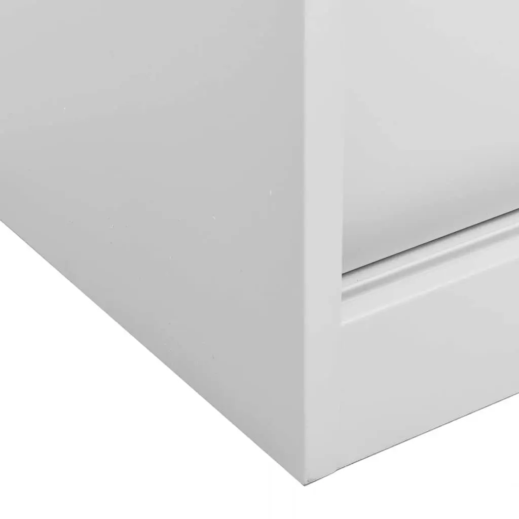 Office Storage Cabinet Light Grey Adjustable Shelves Sliding Door