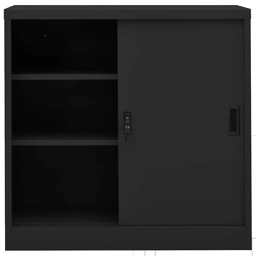 Office Storage Cabinet Anthracite Adjustable Shelves Sliding Door