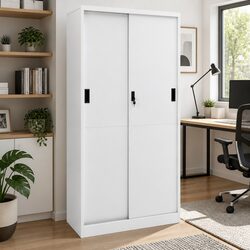Compact Sliding Door Storage Cabinet for Office Use 90x40x180cm