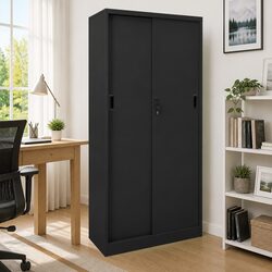 Compact Office Storage Cabinet with Sliding Door