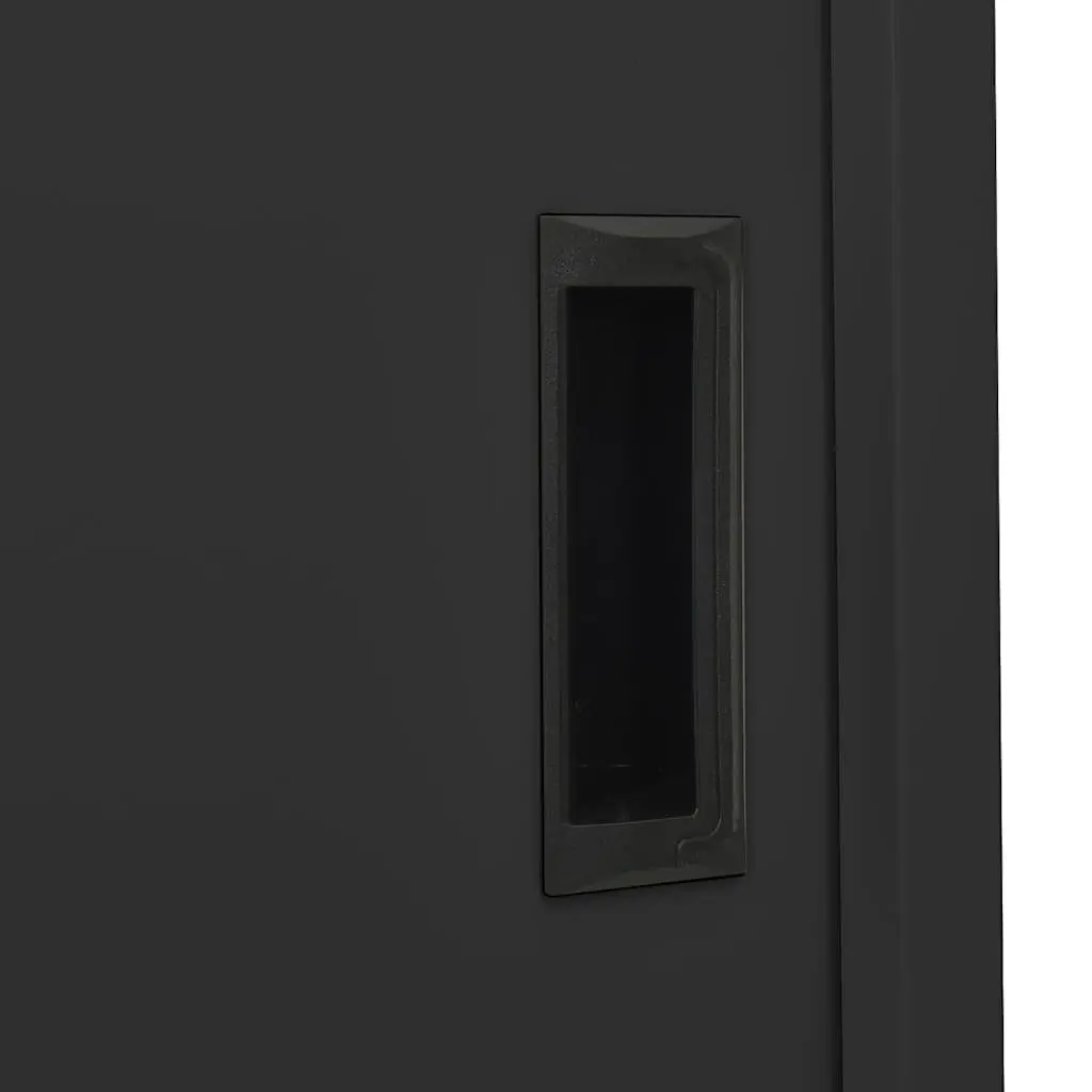 Office Storage Cabinet Anthracite Adjustable Shelves Sliding Door