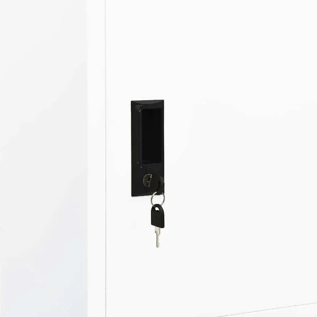 Wardrobe Cabinet White Steel Storage Cupboard 2 Shelves Locks