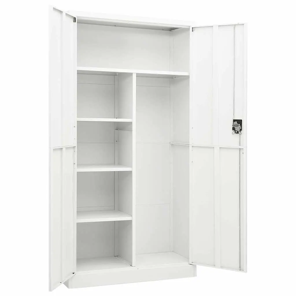 Steel Locker Cabinet 4 Shelf Storage Organiser Industrial Design White 90x40x180
