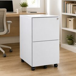 Mobile Grey File Cabinet with 2 Locking Drawers