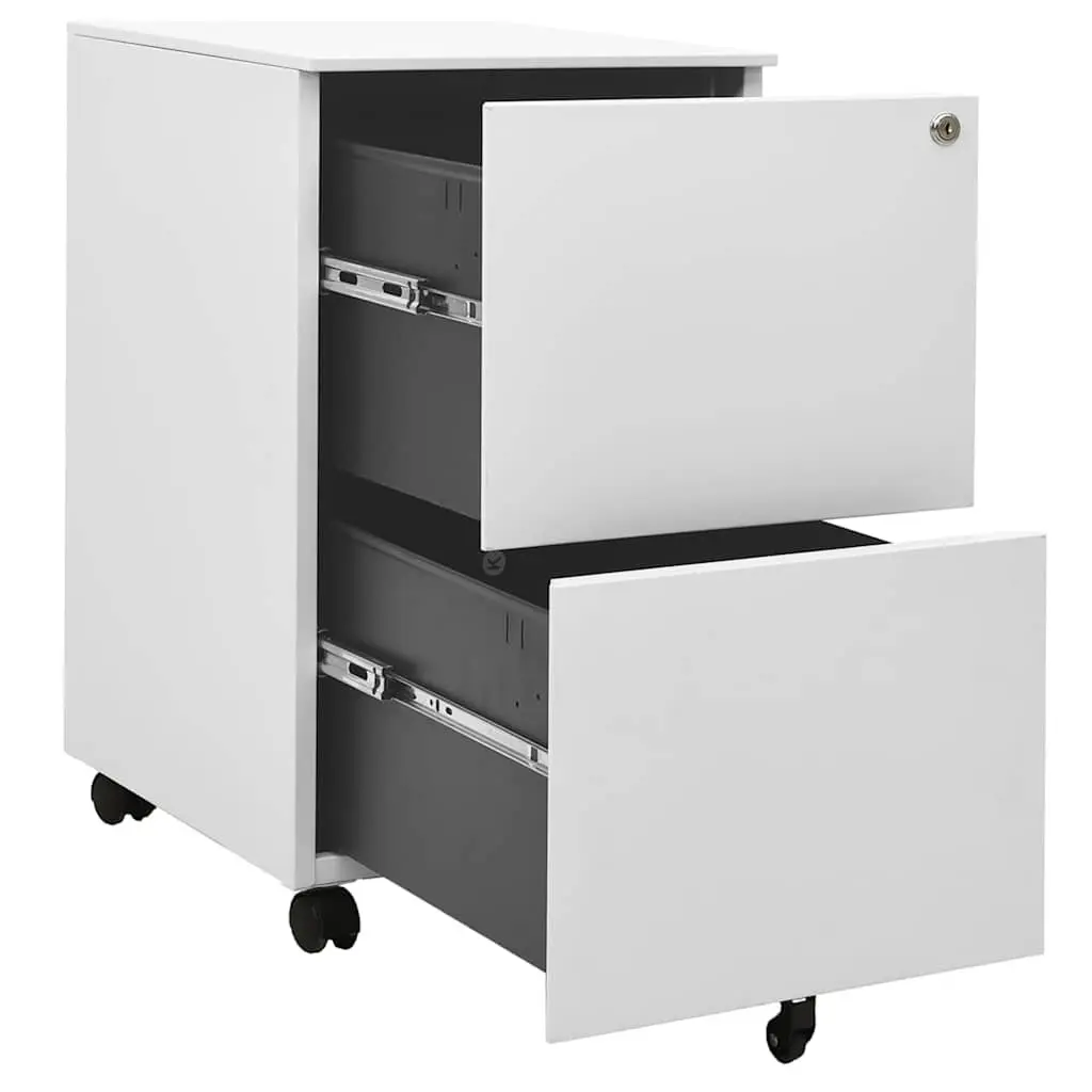 Mobile File Cabinet Grey 2 Drawer Steel Lockable Office Storage Filing Organizer