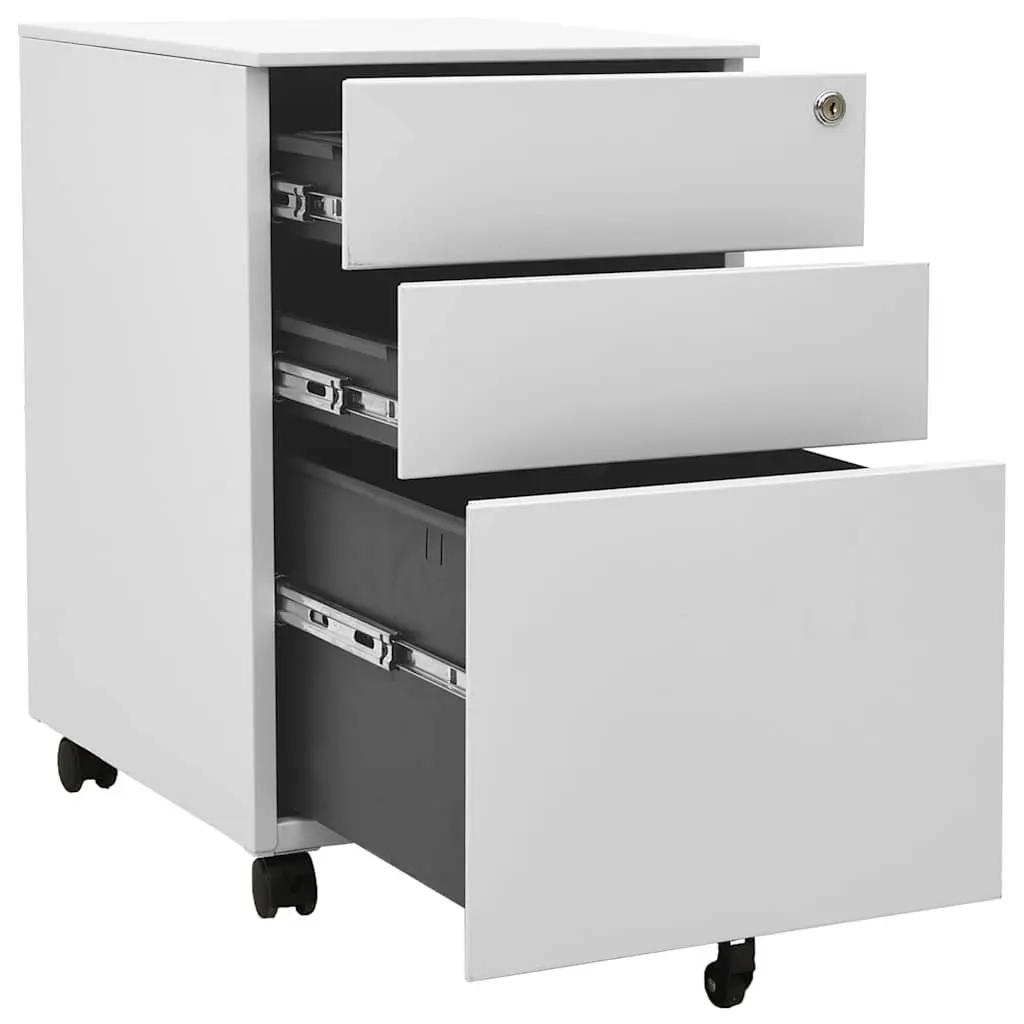 Mobile Filing Cabinet Grey 39x45x60cm 3 Drawer Steel Office Storage with Locks