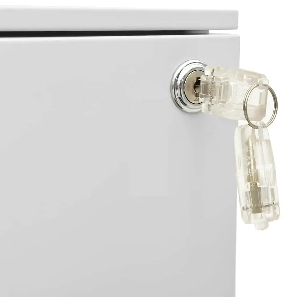 Mobile Filing Cabinet Grey 39x45x60cm 3 Drawer Steel Office Storage with Locks