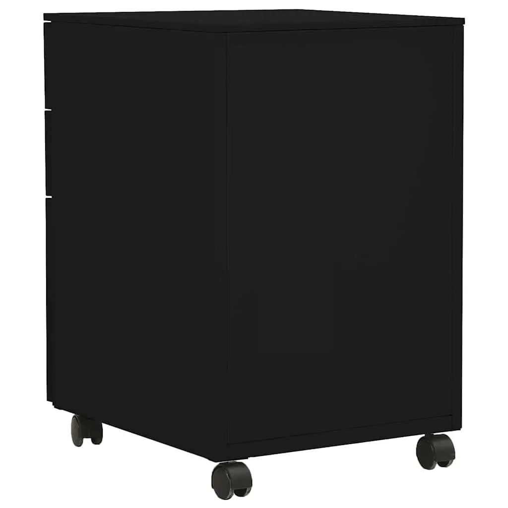 Mobile File Cabinet Black Steel 3 Drawer Lockable with Pencil Tray
