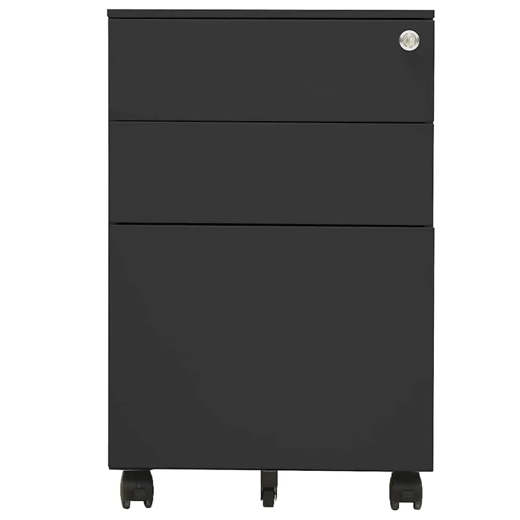 Mobile Filing Cabinet Anthracite 3 Drawer Steel Office Storage with Locks