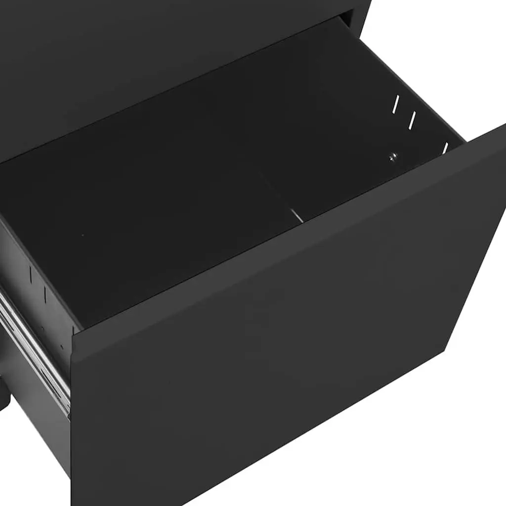 Mobile Filing Cabinet Anthracite 3 Drawer Steel Office Storage with Locks