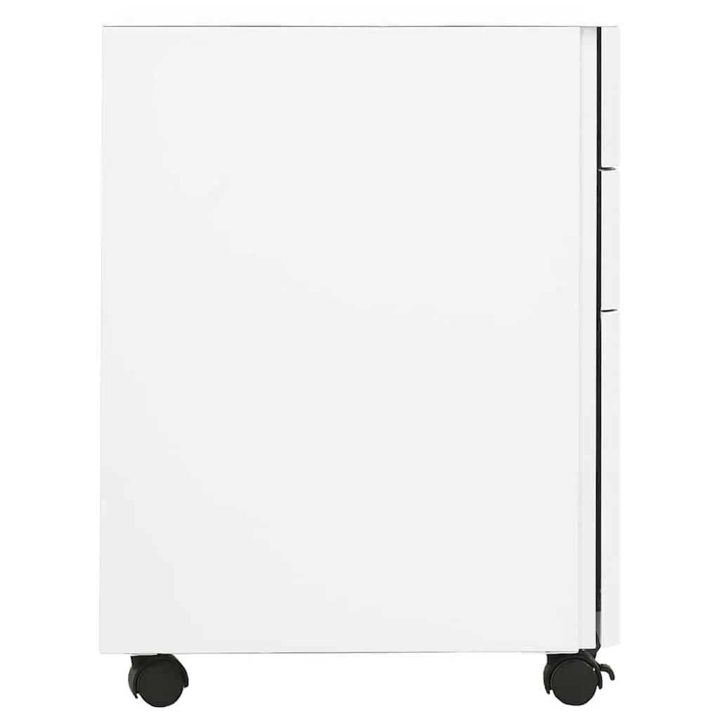 Mobile File Cabinet White Steel 3 Drawer Locking for Secure File Storage