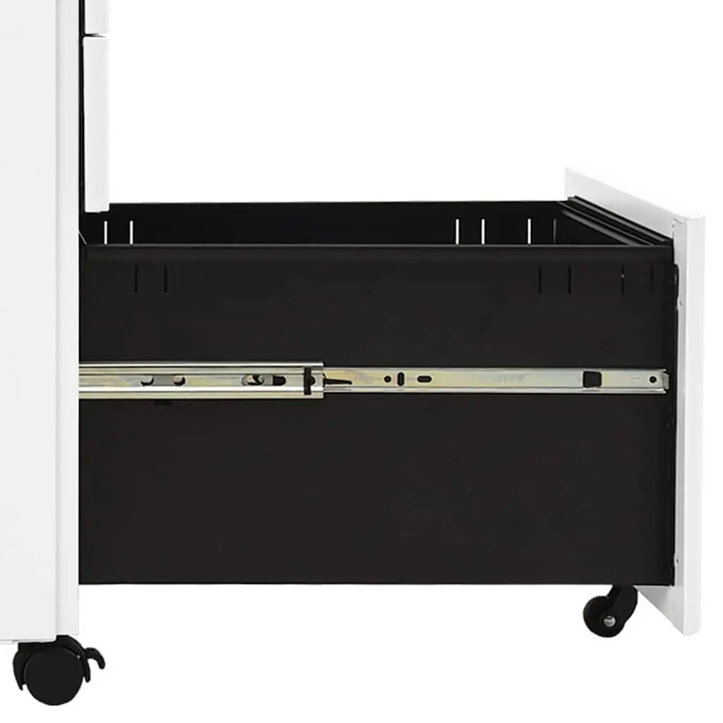 Mobile File Cabinet White Steel 3 Drawer Locking for Secure File Storage