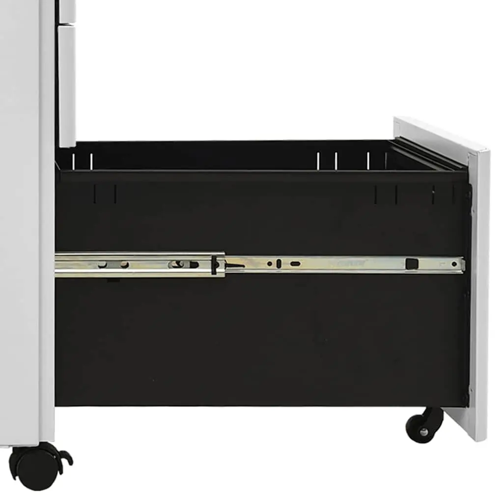 Mobile File Cabinet Grey 30x45x59cm Steel 3 Drawer Locking Office Filing Storage