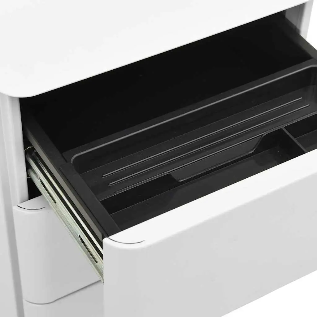 Mobile File Cabinet Grey 30x45x59cm Steel 3 Drawer Locking Office Filing Storage