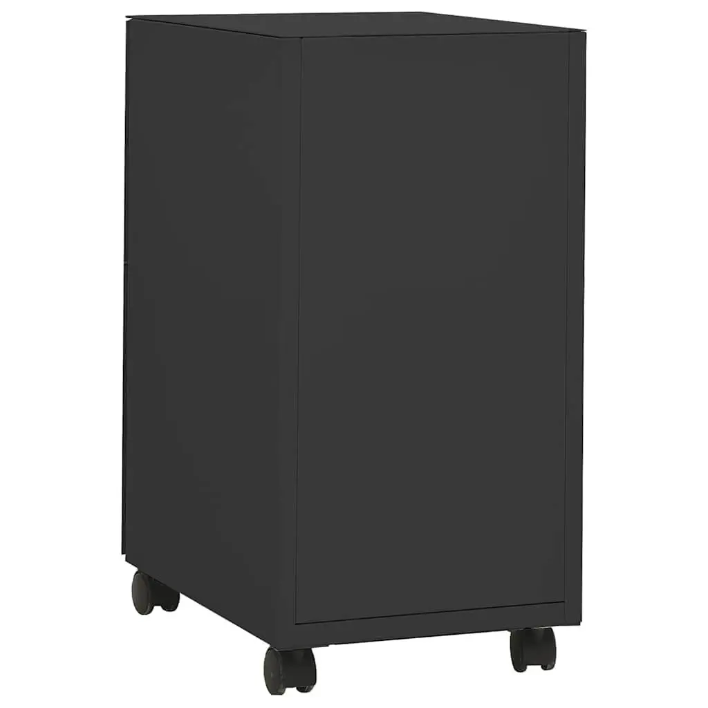 Mobile File Cabinet Anthracite 3 Drawer Steel with Lock