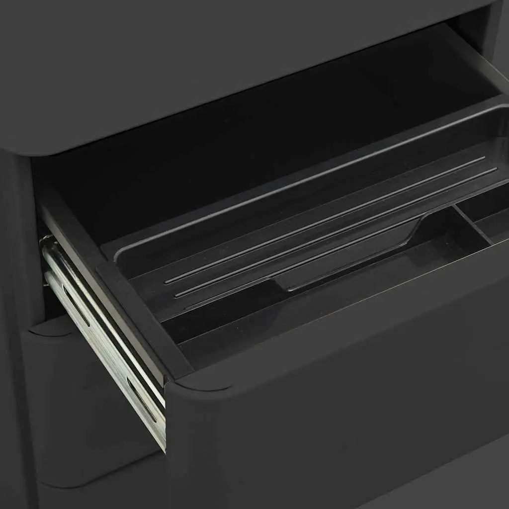 Mobile File Cabinet Anthracite 3 Drawer Steel with Lock