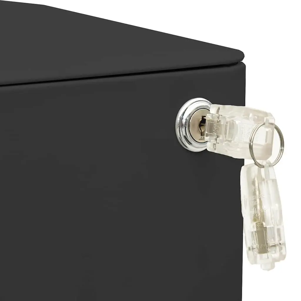 Mobile File Cabinet Anthracite 3 Drawer Steel with Lock