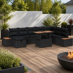 Efficient 9-Piece Black Outdoor Sofa Set for Your Garden