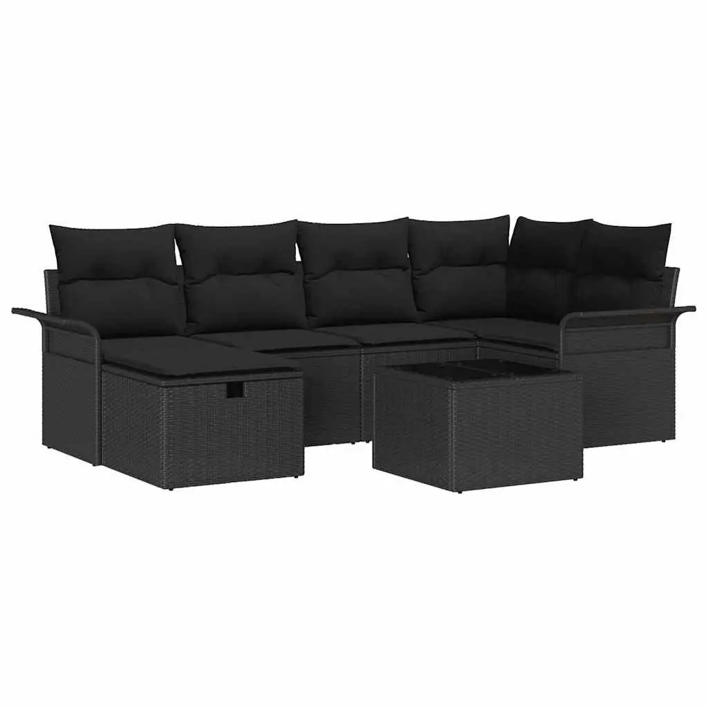 Garden Sofa Set Light Grey 7 Pieces Modular Sectional with Storage