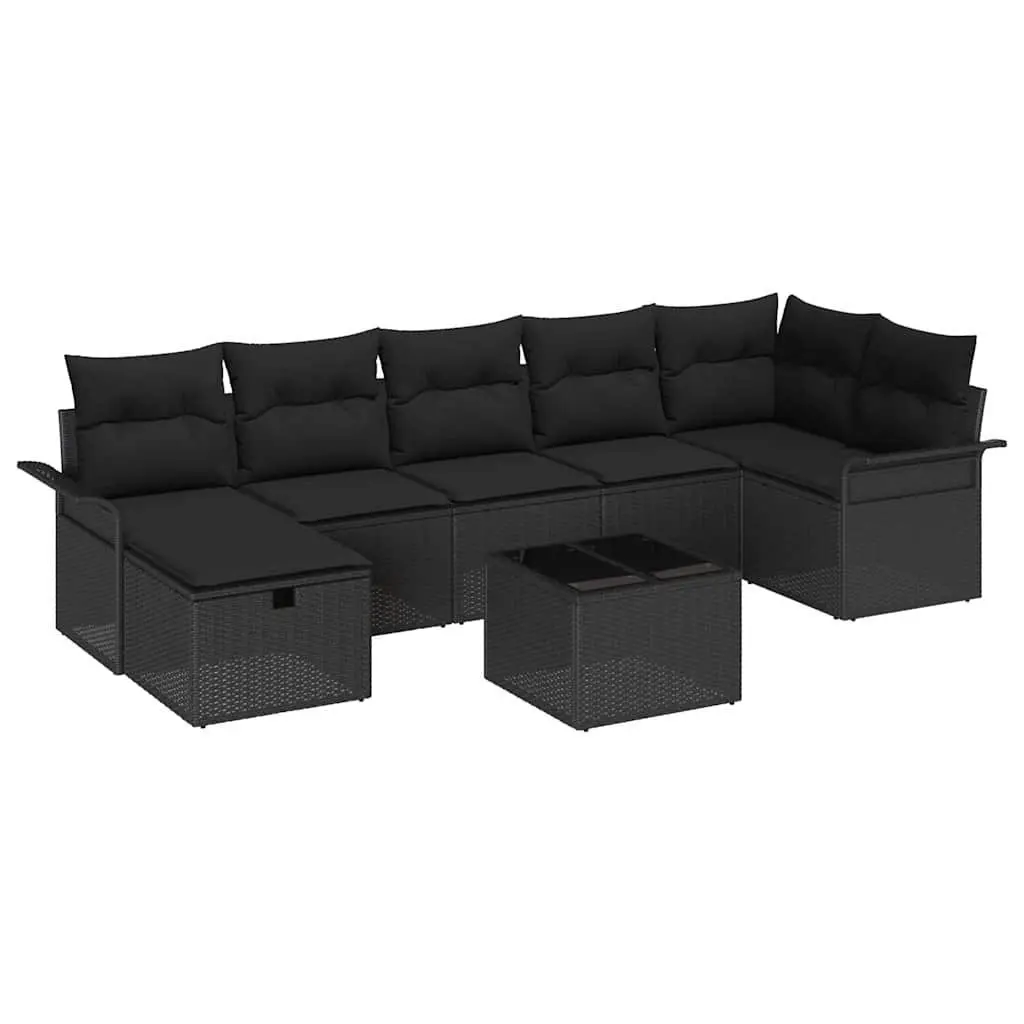Modular Garden Sofa Set Brown 8 Pieces Outdoor Furniture Poly Rattan with Cushions