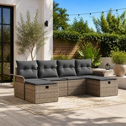 Concise 6-Piece Outdoor Sofa Set with Cushions