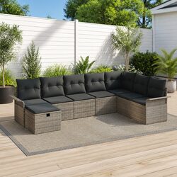 Compact and Stylish Grey Poly Rattan Sofa Set