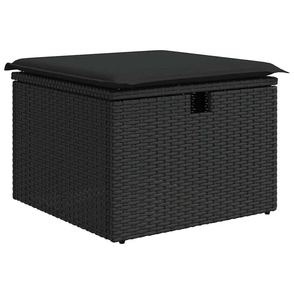 Modular Garden Sofa Set 6 Piece Black Poly Rattan Outdoor Furniture with