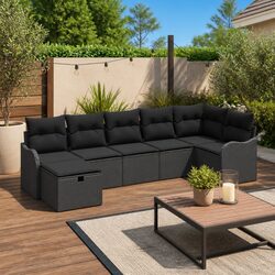 Your Outdoor Oasis: 7-Piece Modular Sofa Set in Grey