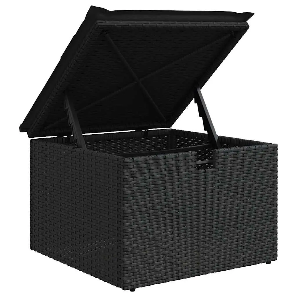 Modular Garden Sofa Set Black 8 Pieces Outdoor Furniture Poly Rattan with Storage