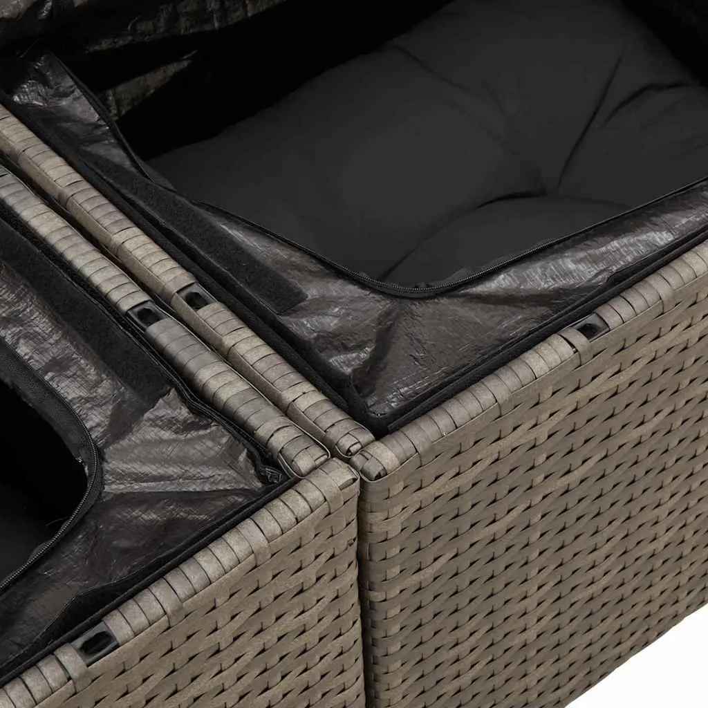 6-Piece Modular Garden Sofa Set Grey Poly Rattan Outdoor Patio Furniture with