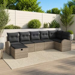 Compact 7-Piece Grey Sofa Set for Outdoor Relaxation