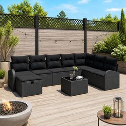 Concise and Confident: 9-Piece Modular Outdoor Sofa Set