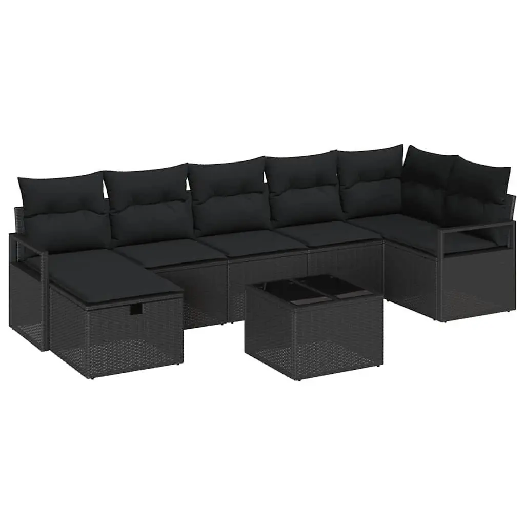 Outdoor Sofa Set 5 Piece Poly Rattan Garden Furniture Black Modular Lounge